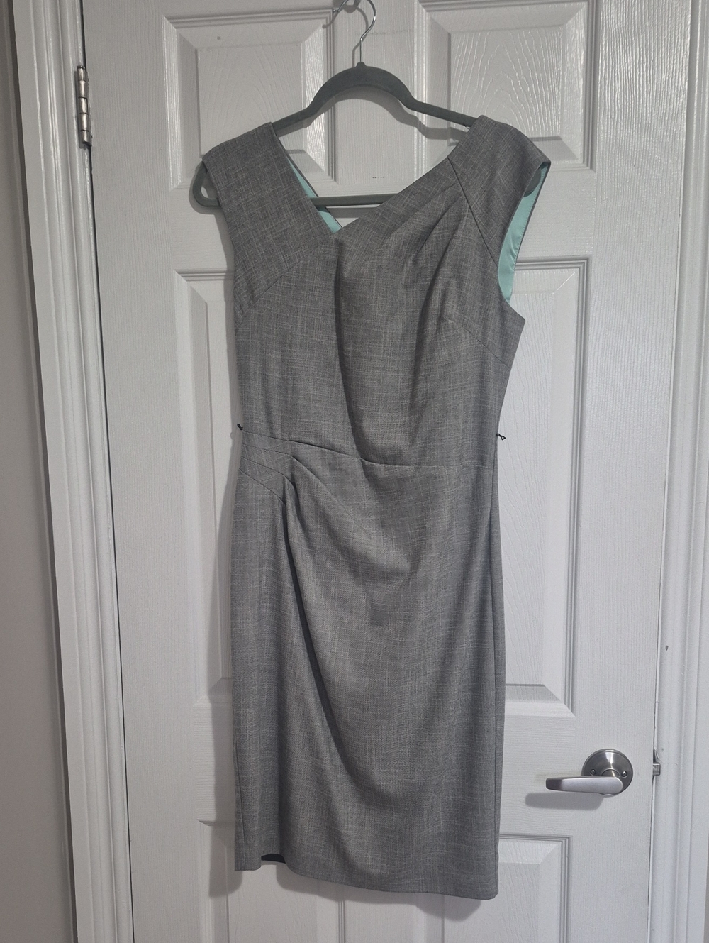 le chateau Gray Midi Sheath Dress with Mint Lining